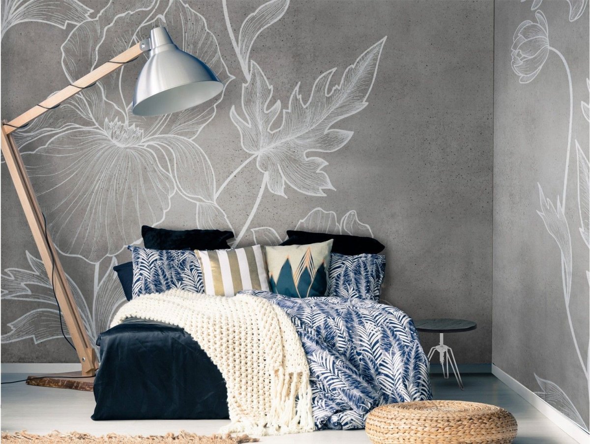 Декор стены цементом