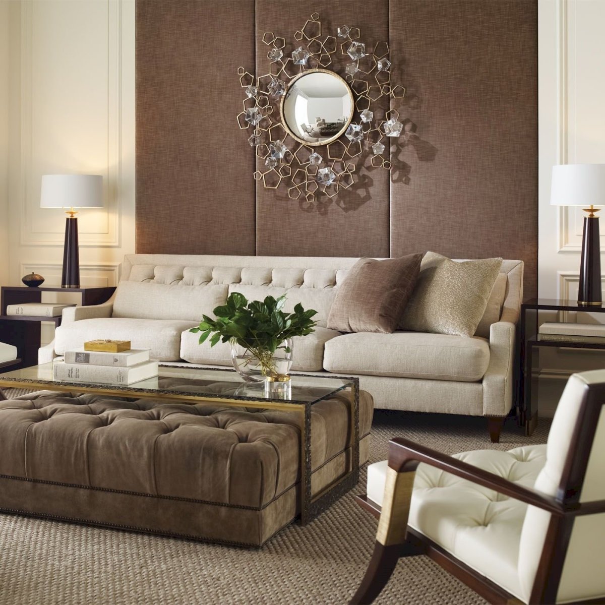 Кофейный диван в интерьере