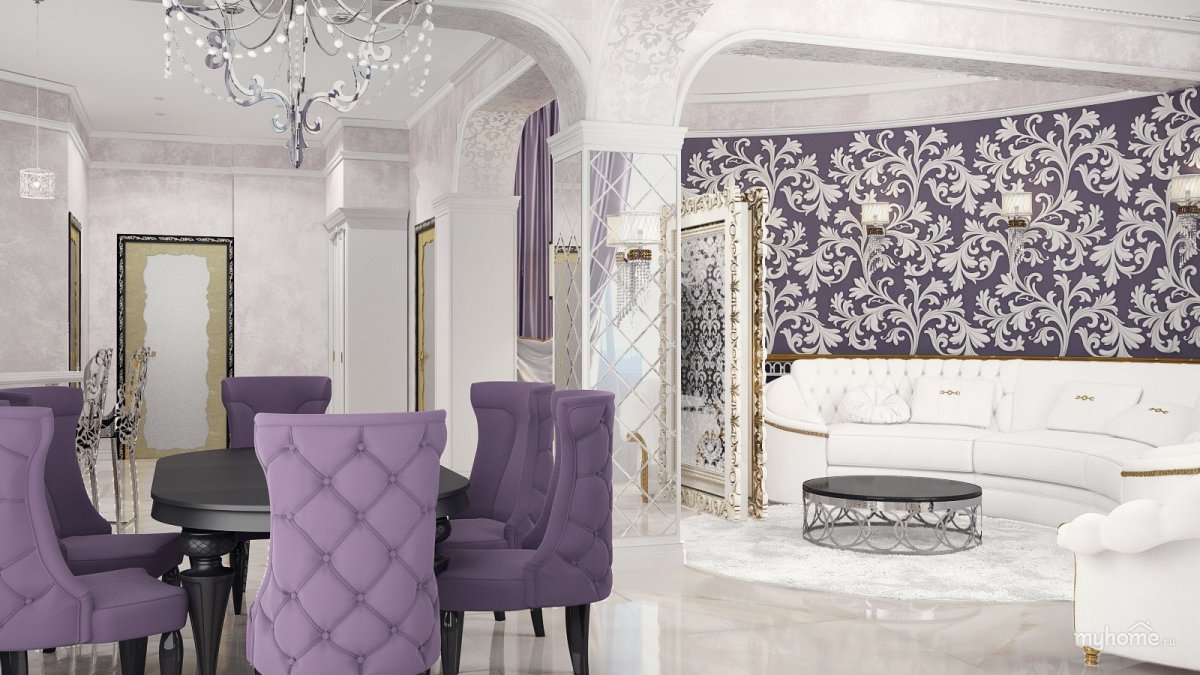 Обои с вензелями в интерьере