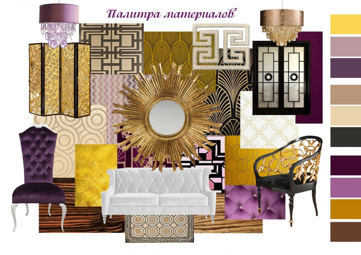 Мудборд в стиле арт деко