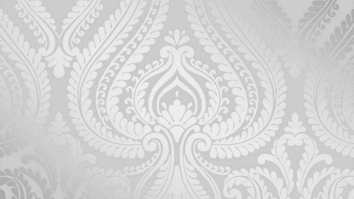 Белые обои с серебристым рисунком