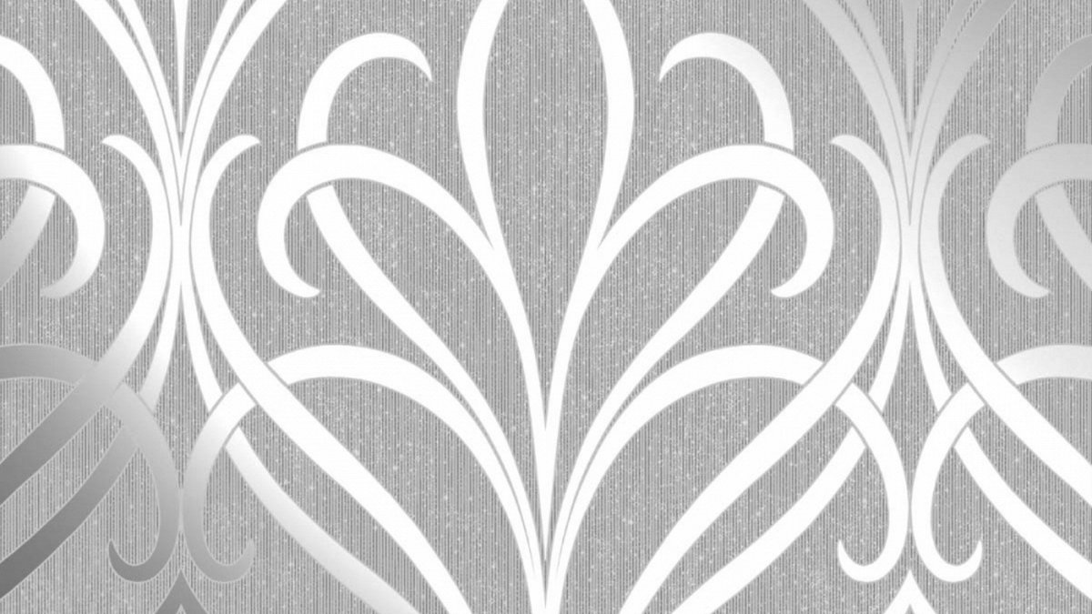 Белые обои с серебристым рисунком