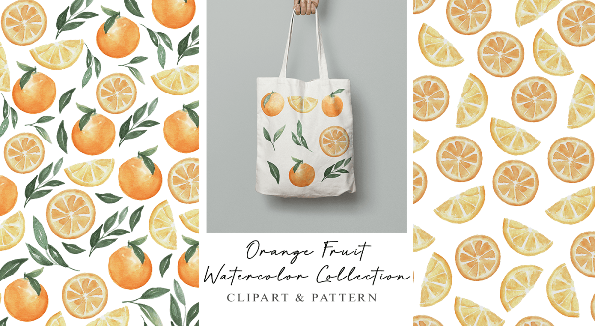 Апельсин акварелью