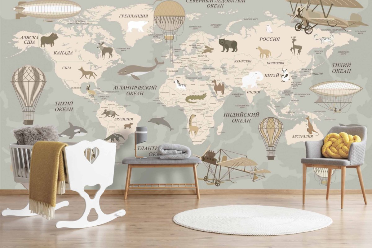 Фотообои карта в детскую