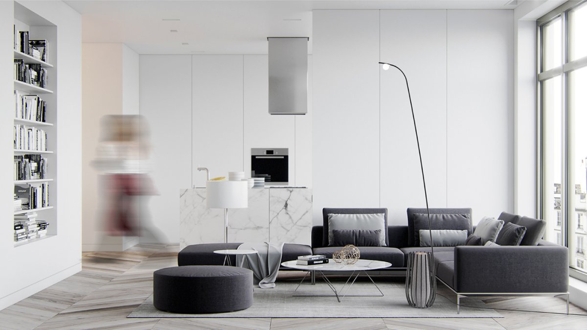 Рендер гостиной Минимализм