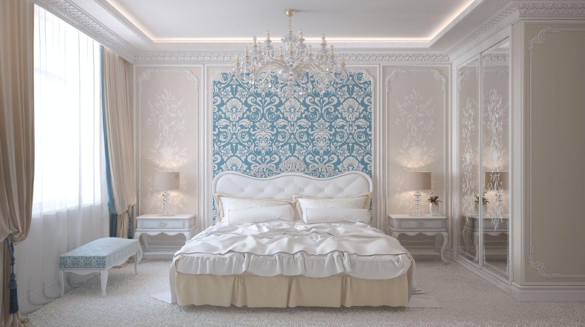 Спальня в классическом стиле белая матовая