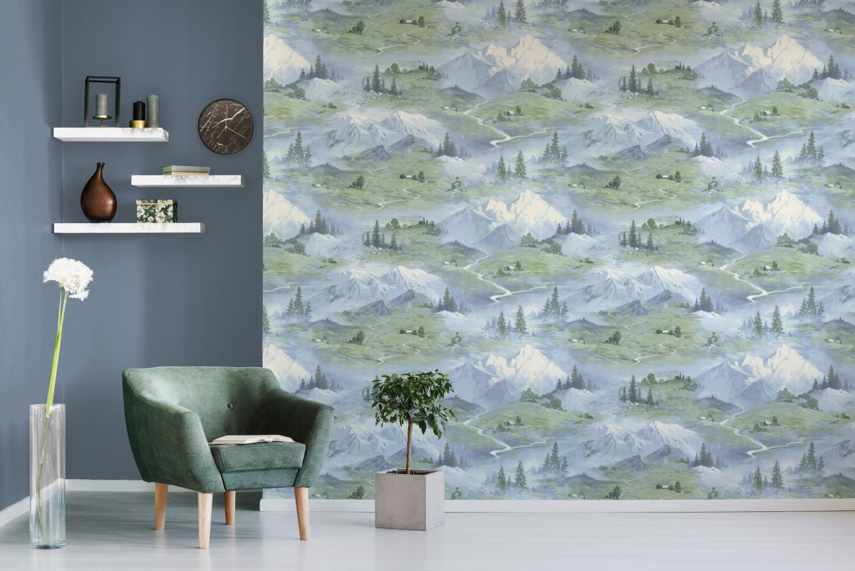 Обои флизелиновые мир горы синие 1.06 м 45-304-01
