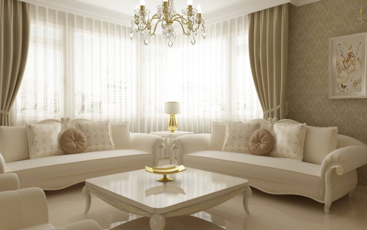 Гостиная в кремовом цвете