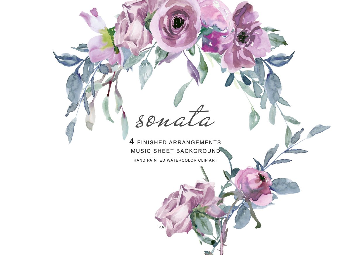 Акварельные сиреневые цветы для пригласительных