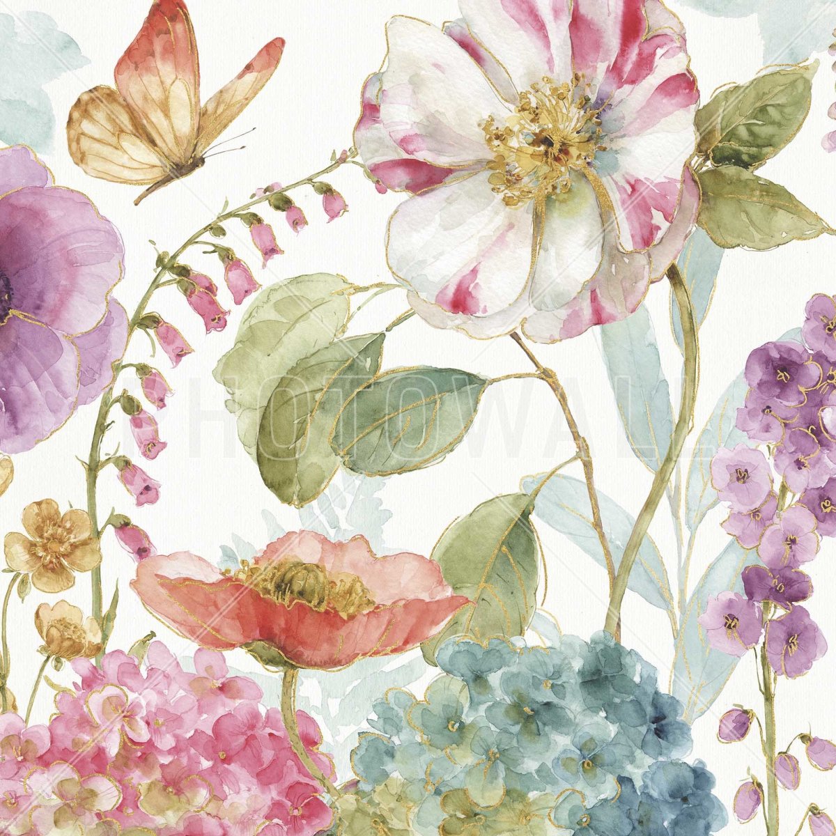 Фотообои цветы акварелью