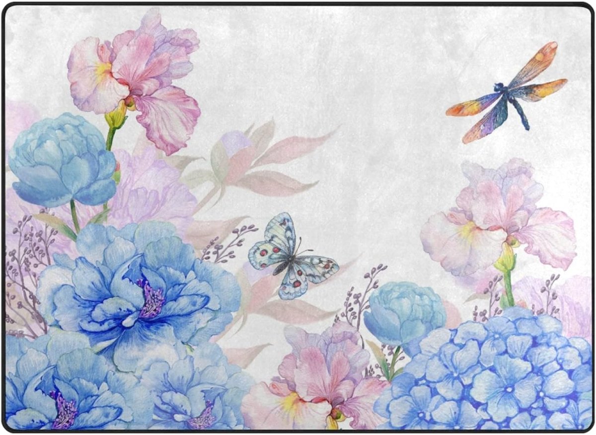 Голубые цветы акварель