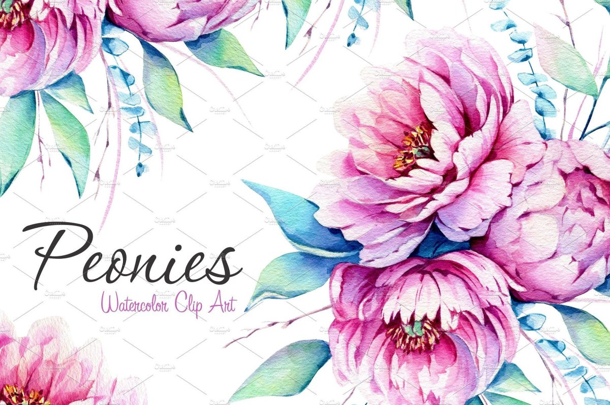 Акварельные цветы для пригласительных