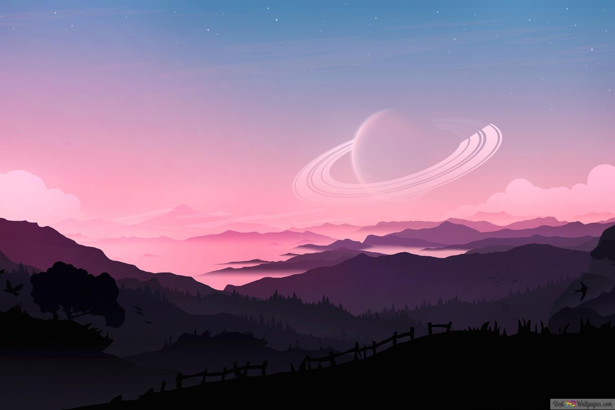 Горы закат арт