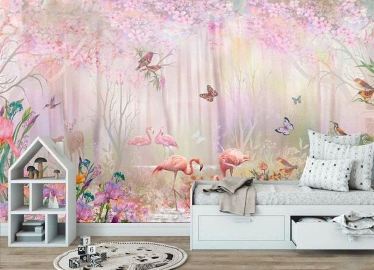 Фреска с Фламинго в детскую