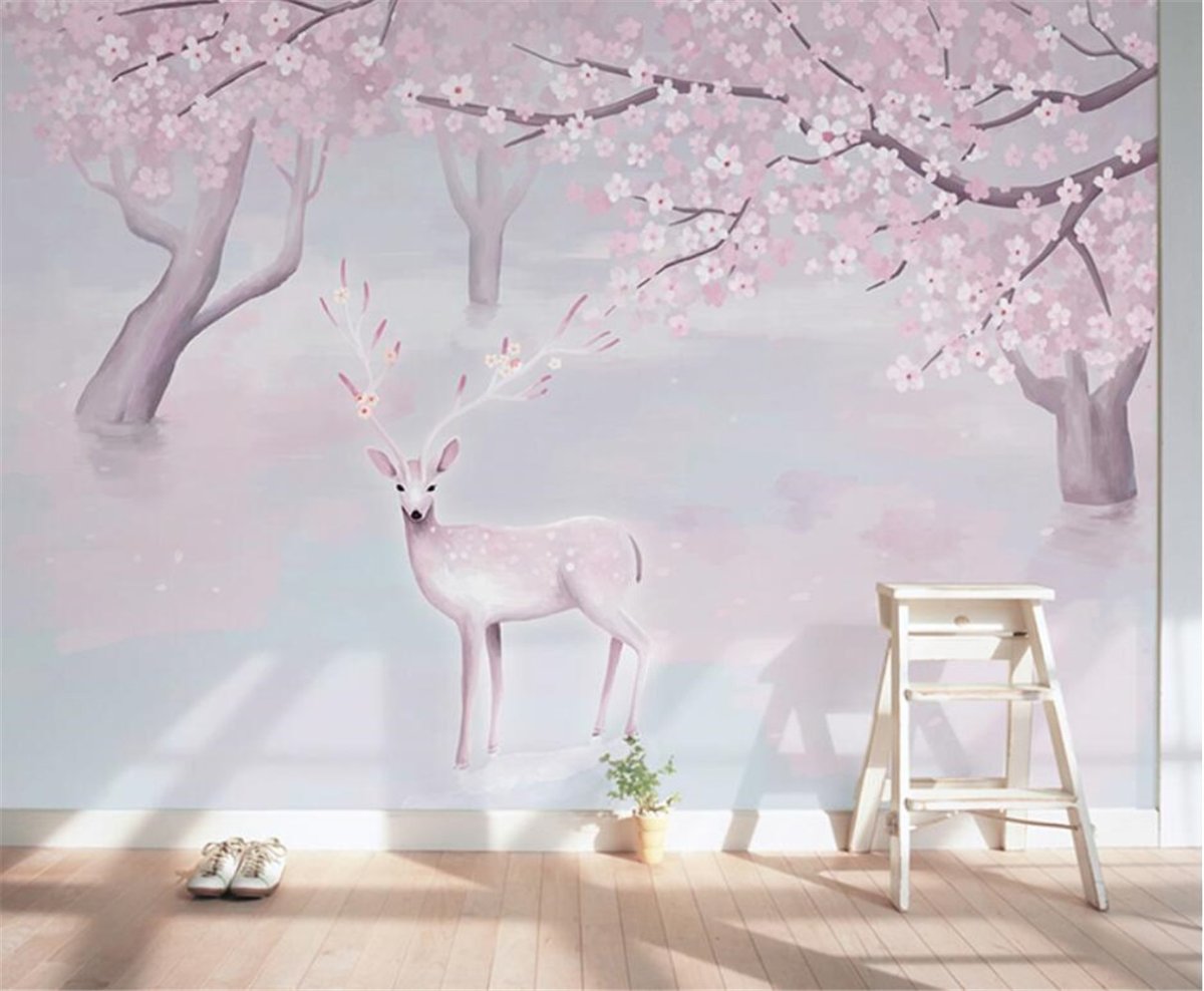 Фреска с оленями в детской