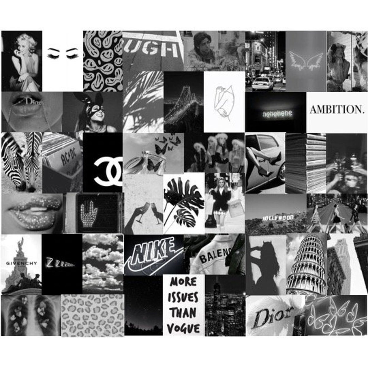 Чёрно белый коллаж на стену