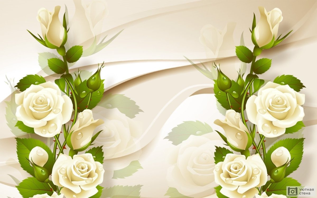 Белый фон с цветами