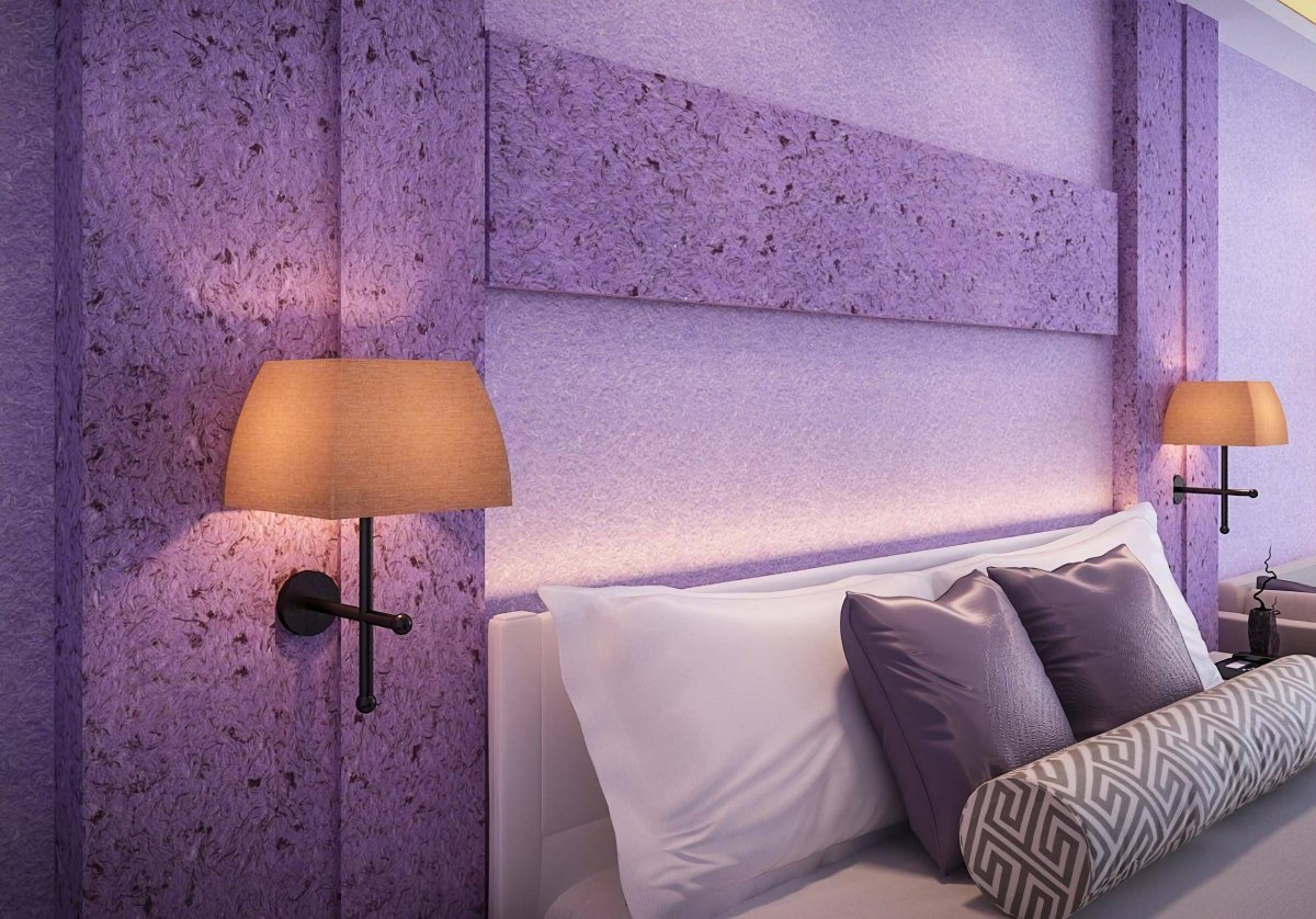 Декоративная штукатурка в интерьере спальни