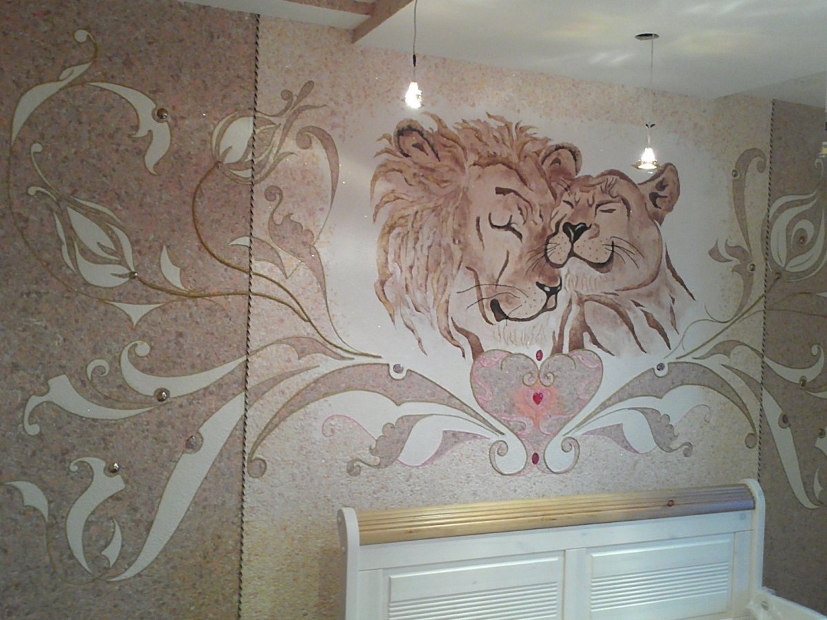 Декор стен жидкими обоями