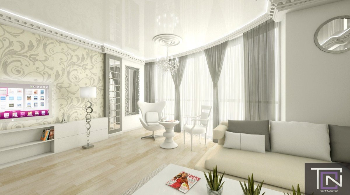 Гостиная в светлых тонах 2022