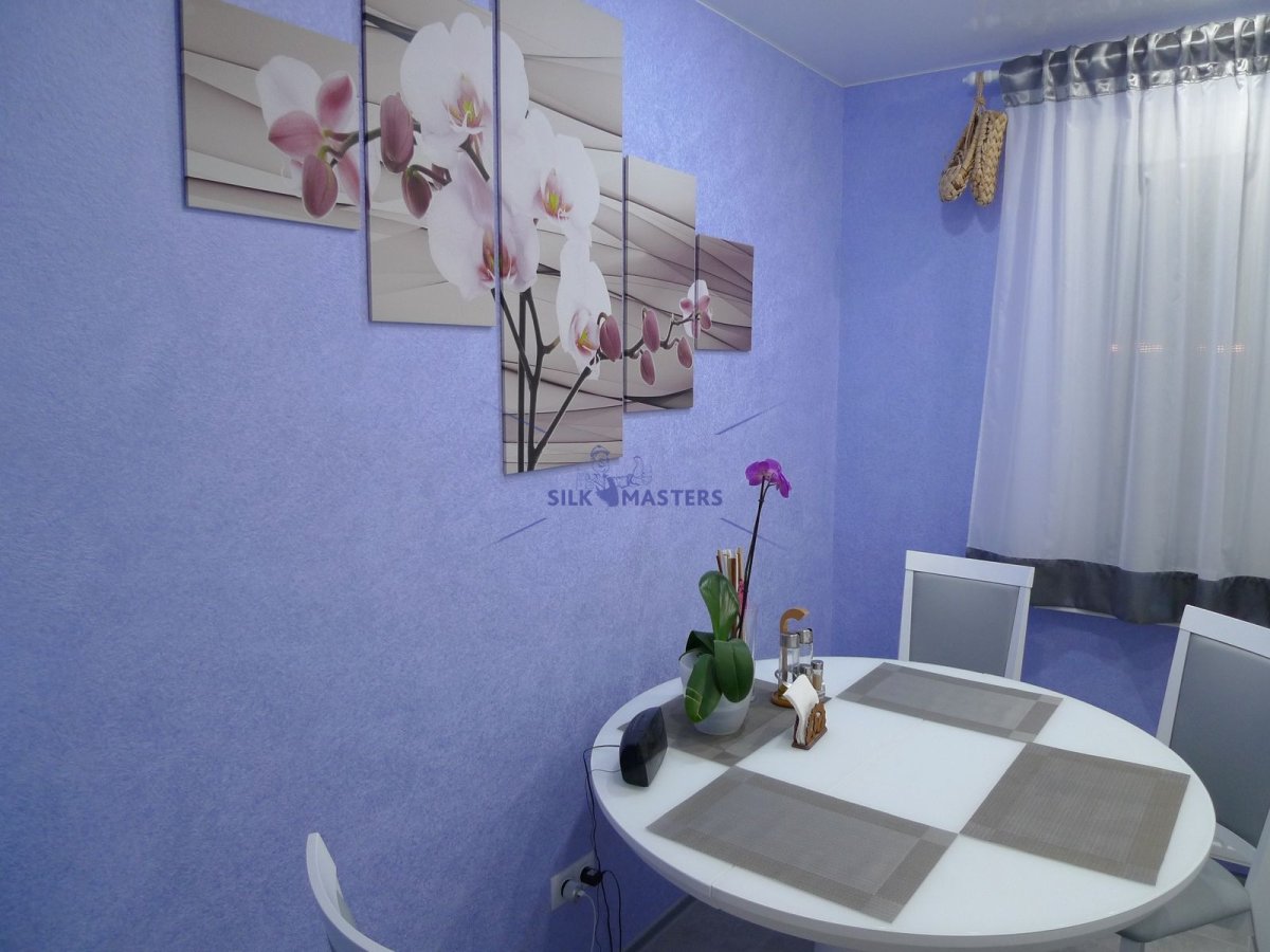 Жидкие обои на кухне фото интерьера зеленые