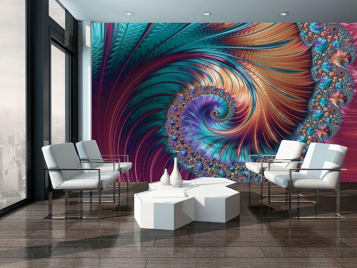 Абстрактные фотообои в интерьере