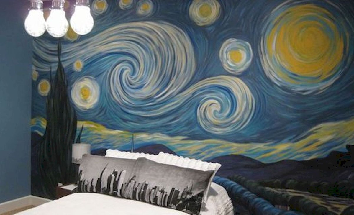 Картина Ван Гога Звёздная ночь на стене