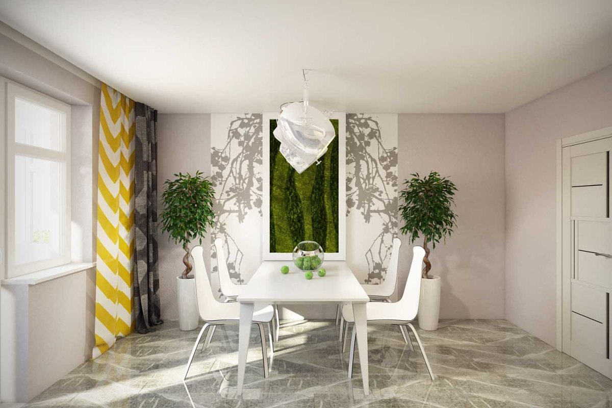 Акцентная стена возле стола на кухне