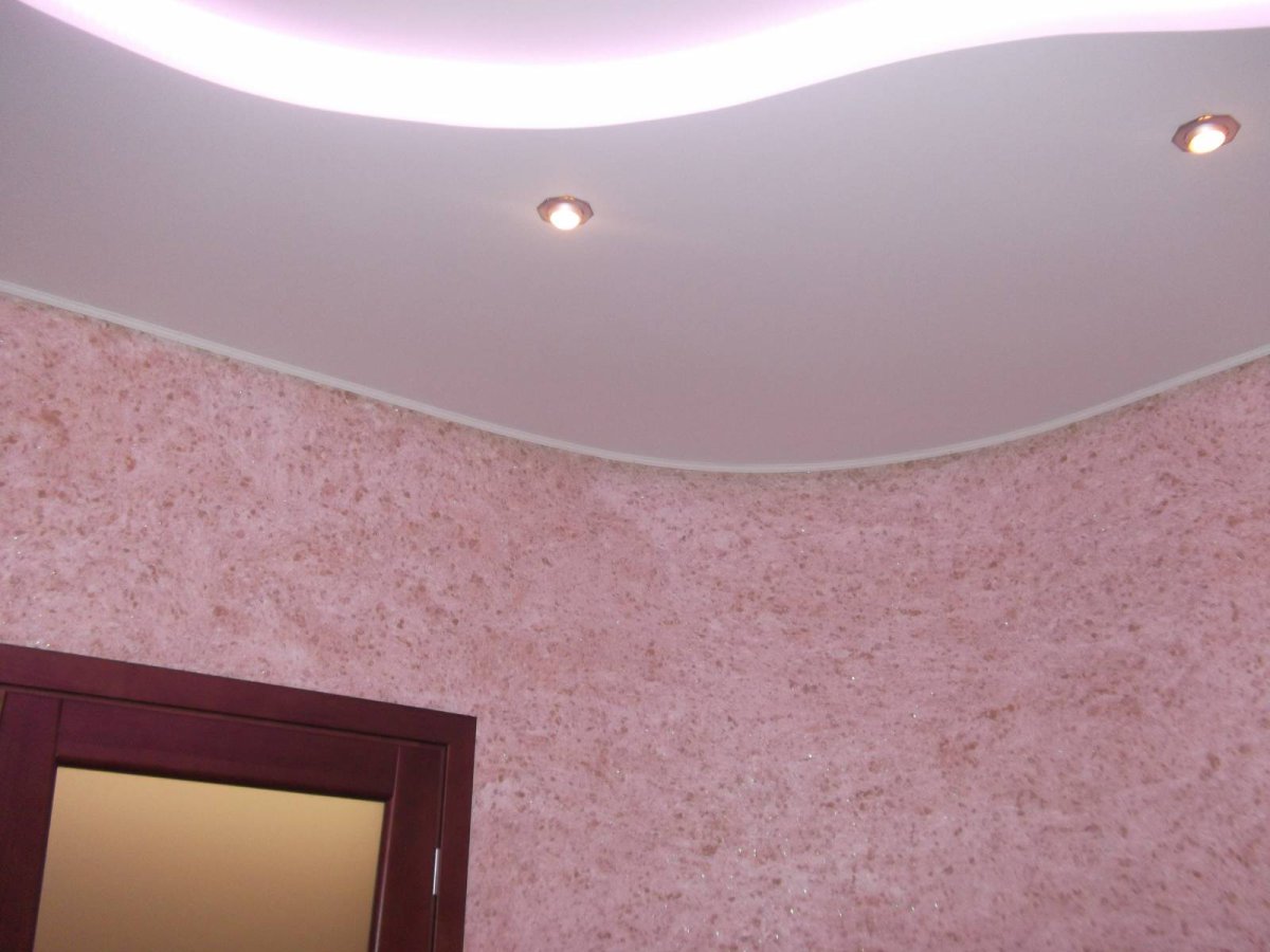 Жидкие обои на гипсокартон потолок