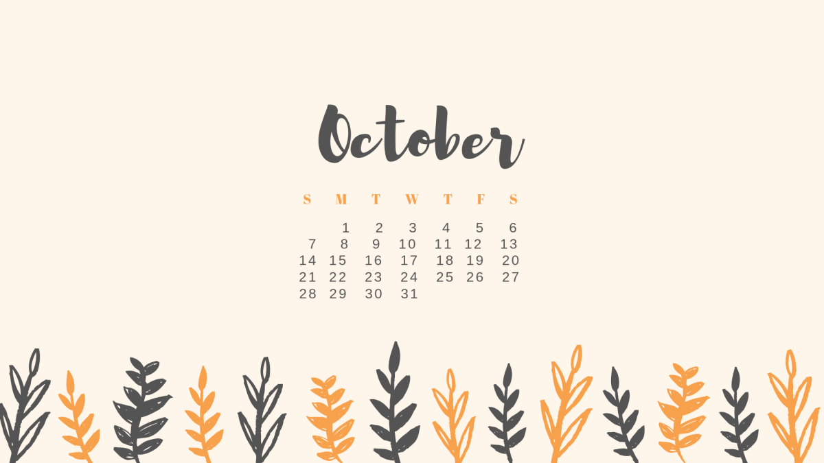 Обои октябрь календарь