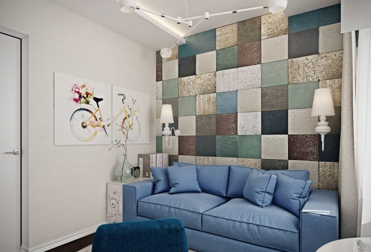 Мягкие стеновые панели в гостиной