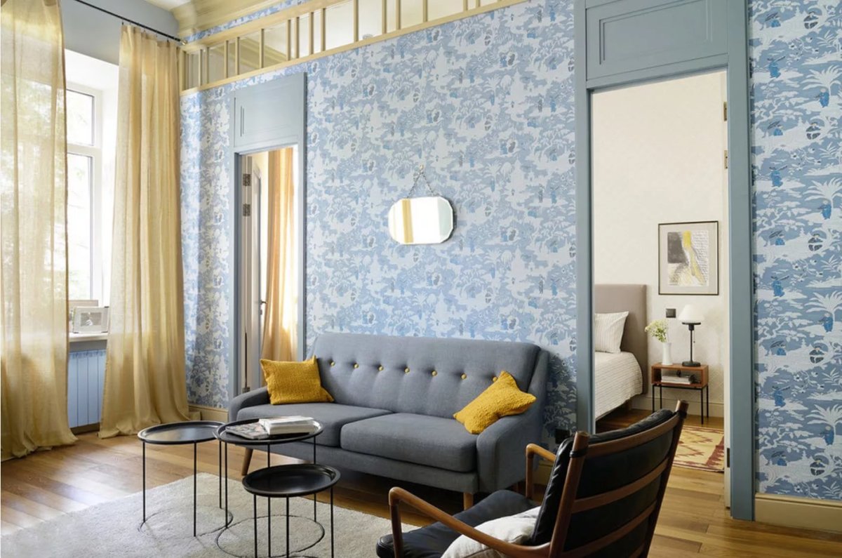 Обои в интерьере гостиной
