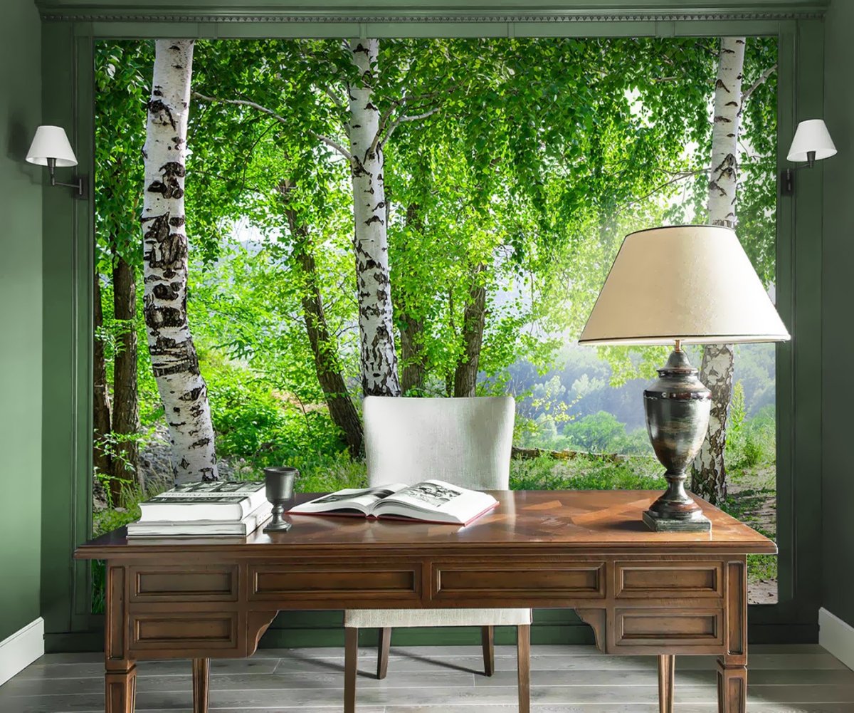 Фотообои лес в интерьере