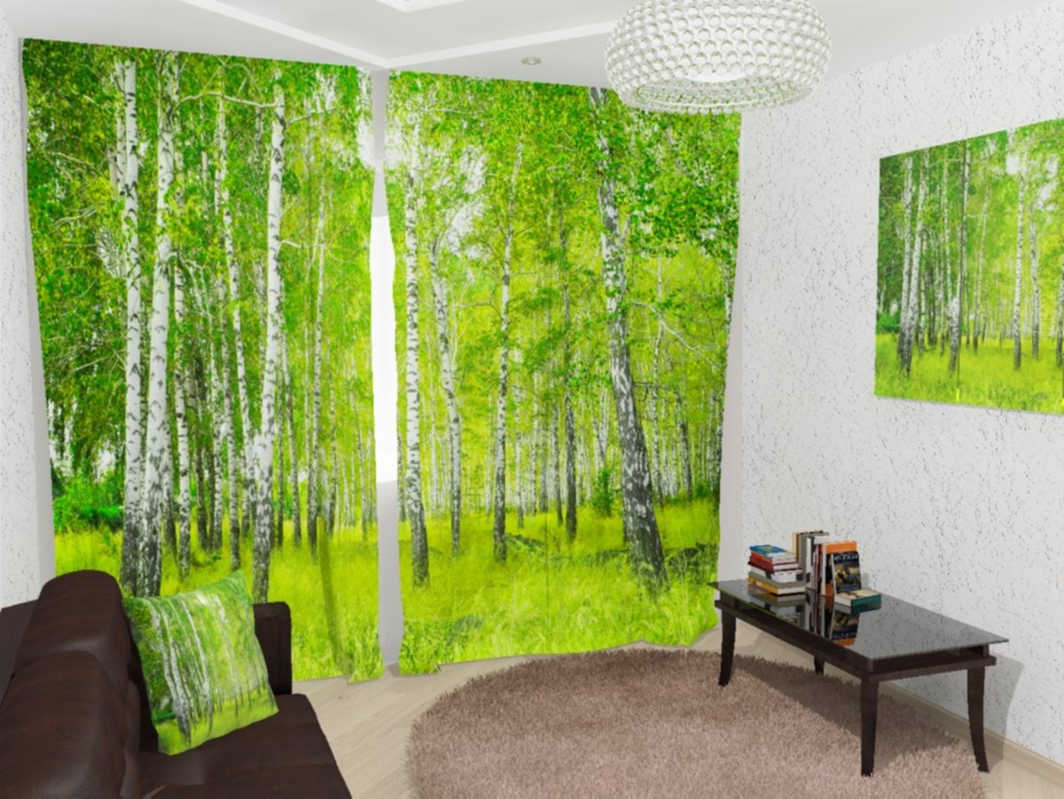 Шторы 3д Березовая роща