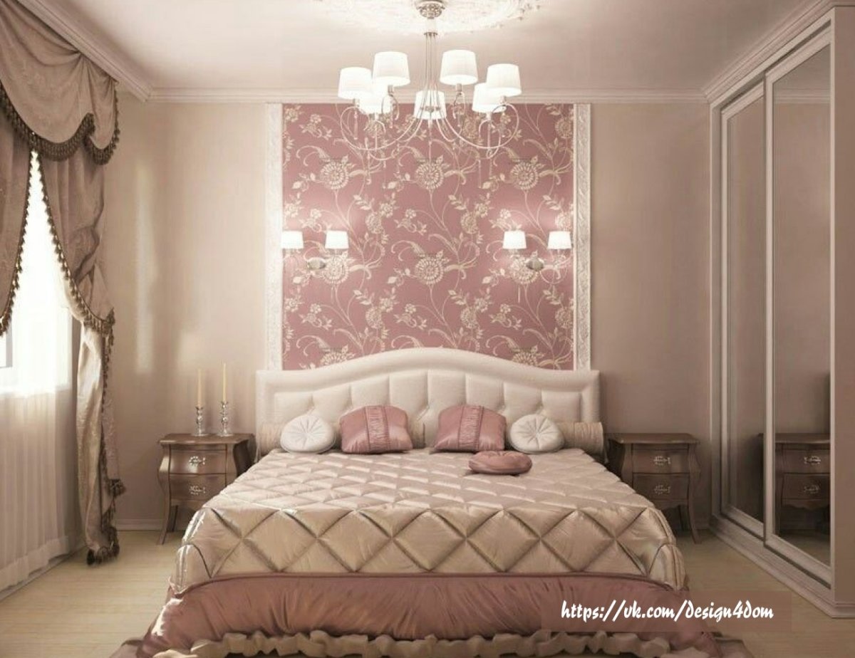 Бежево розовая спальня