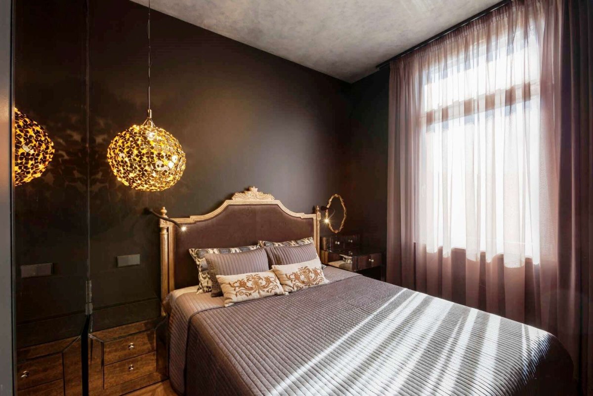 Спальня в золотисто коричневых тонах