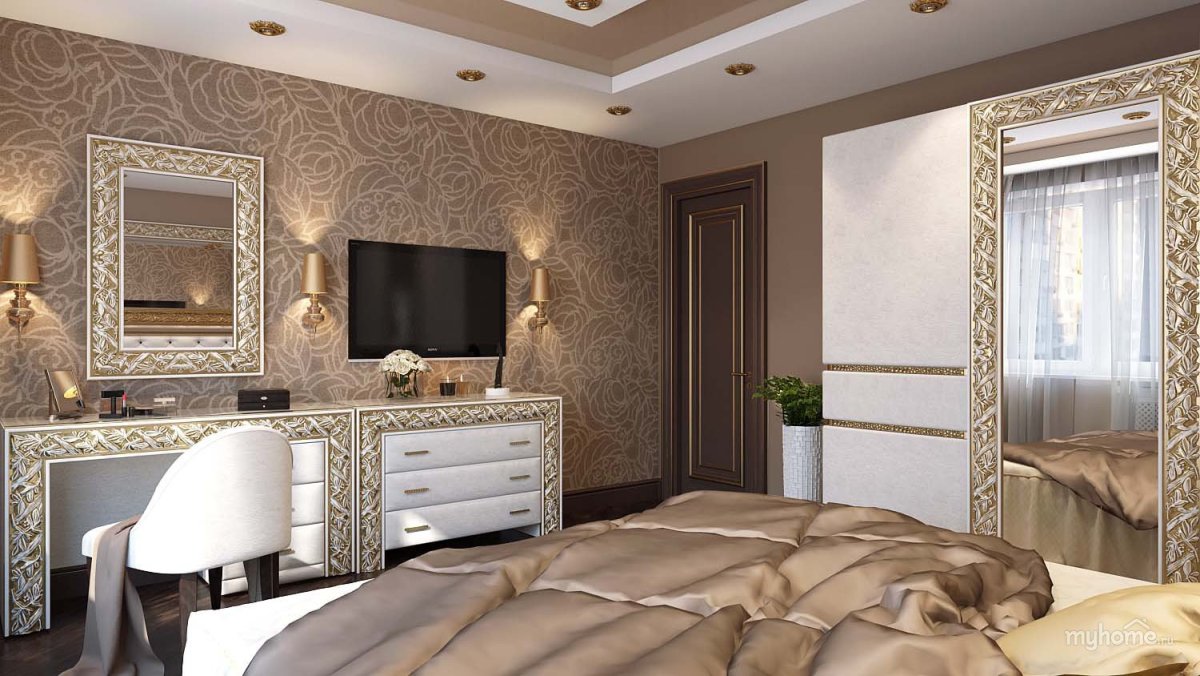 Арт деко спальня беж