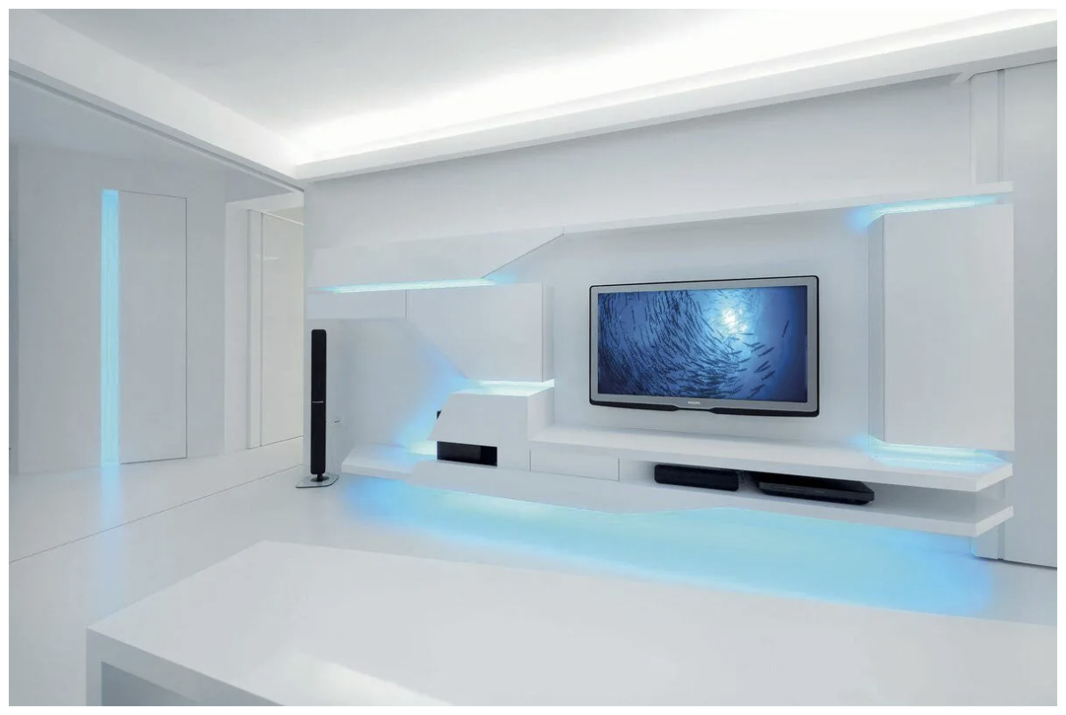 Гостиная с неоновой подсветкой