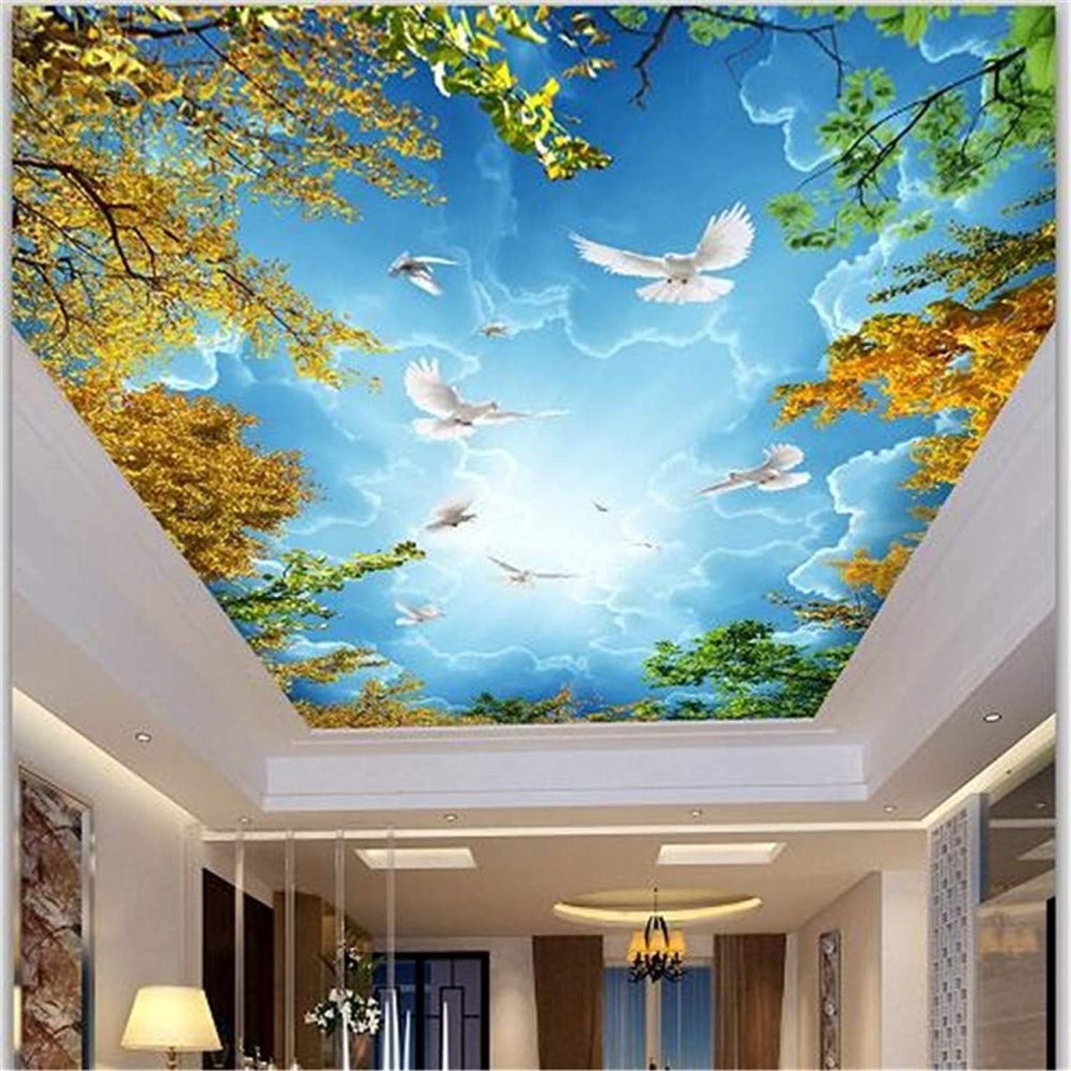 Потолок небо с облаками