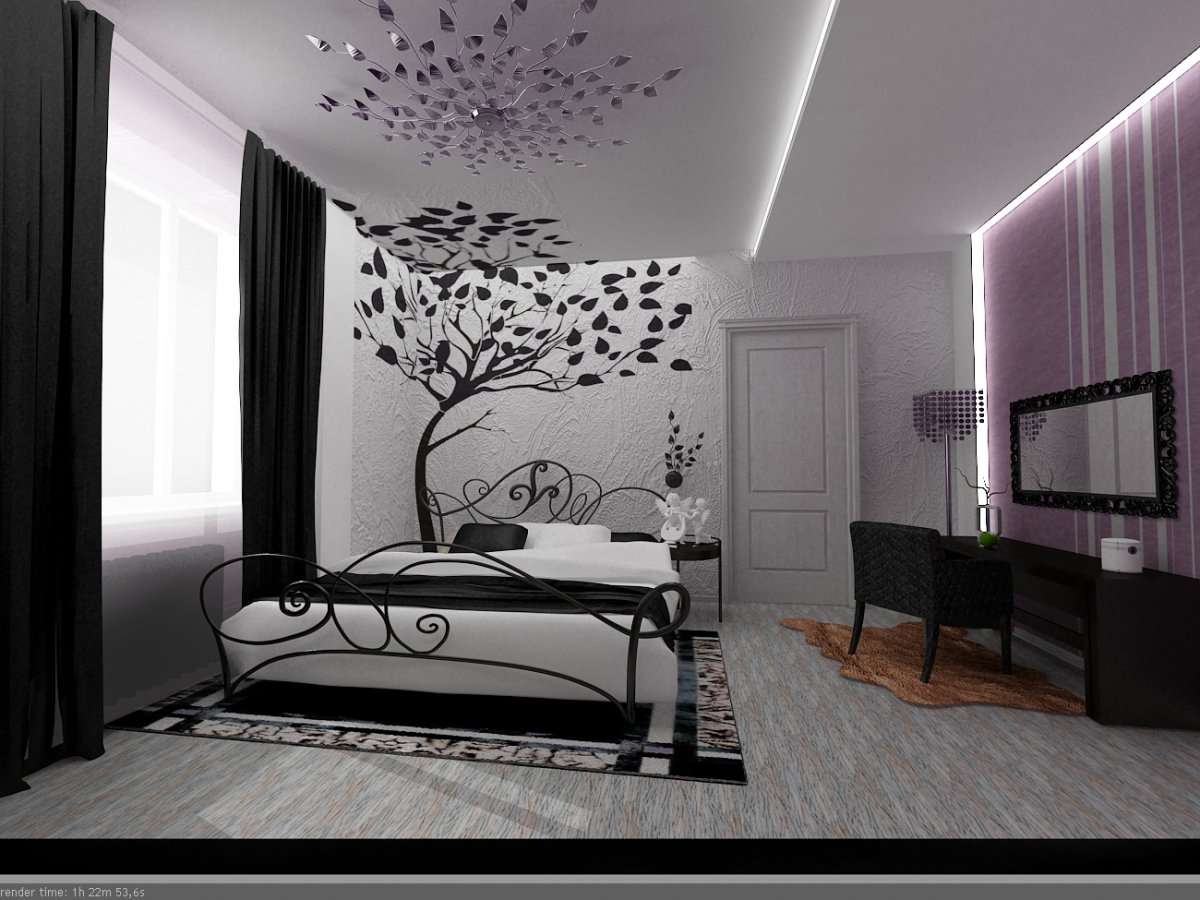 Обои в спальную комнату в современном стиле