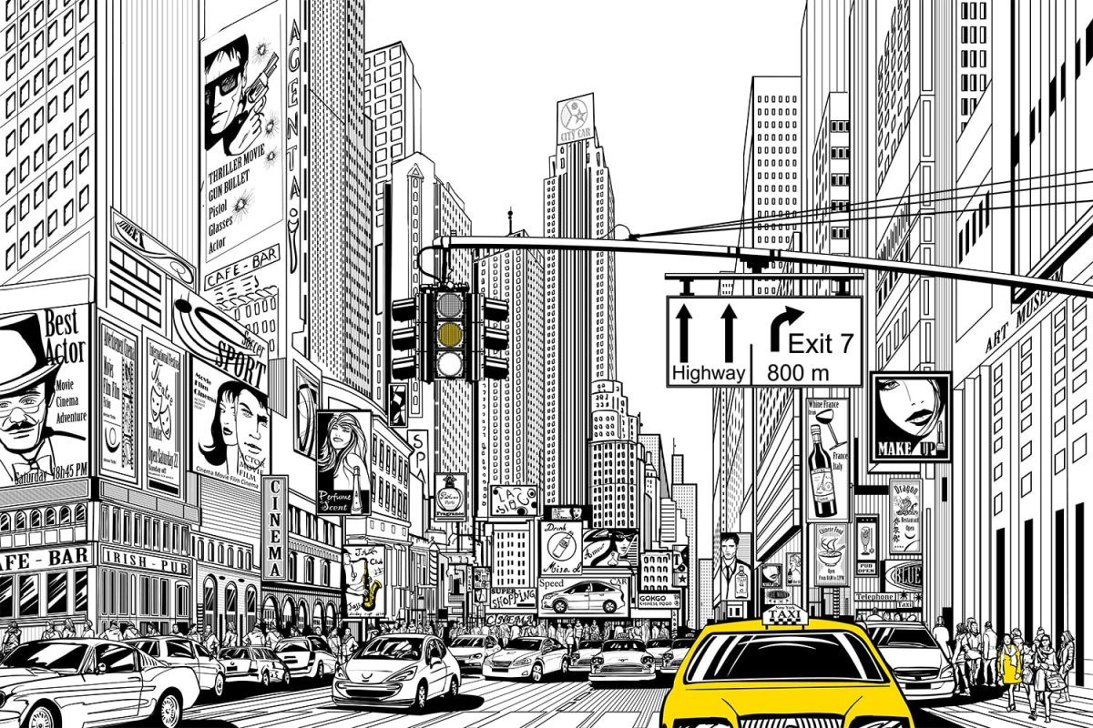 Нью Йорк вектор чб