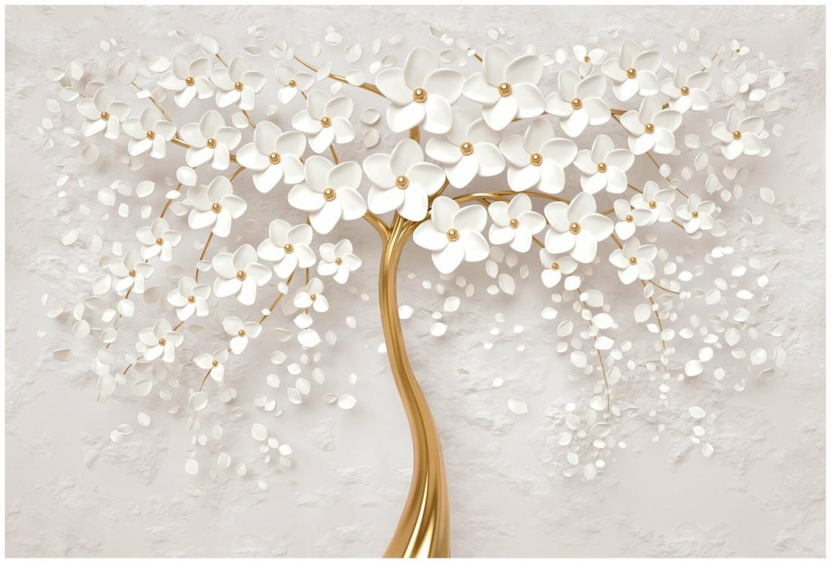 Фотообои флизелиновые Design Studio 3d объёмное золотое дерево 3х2.5м