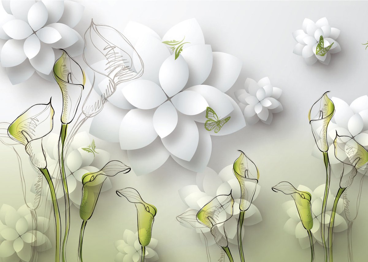 Фотообои объемные цветы