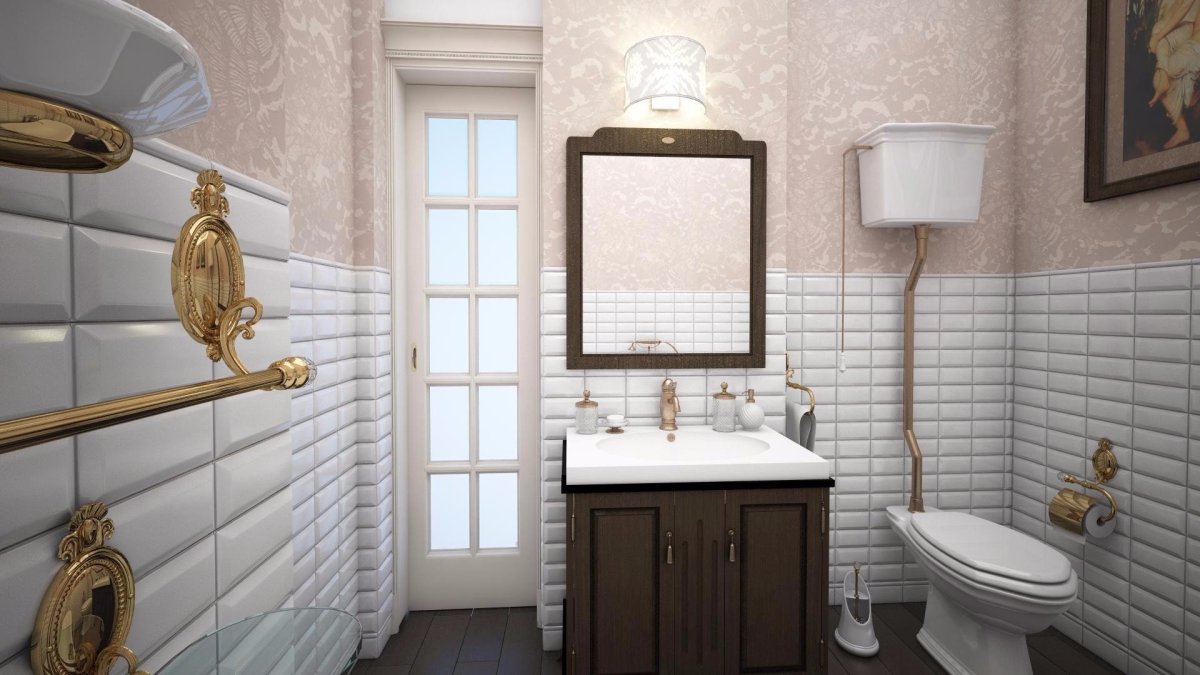 Плитка в ванной до середины