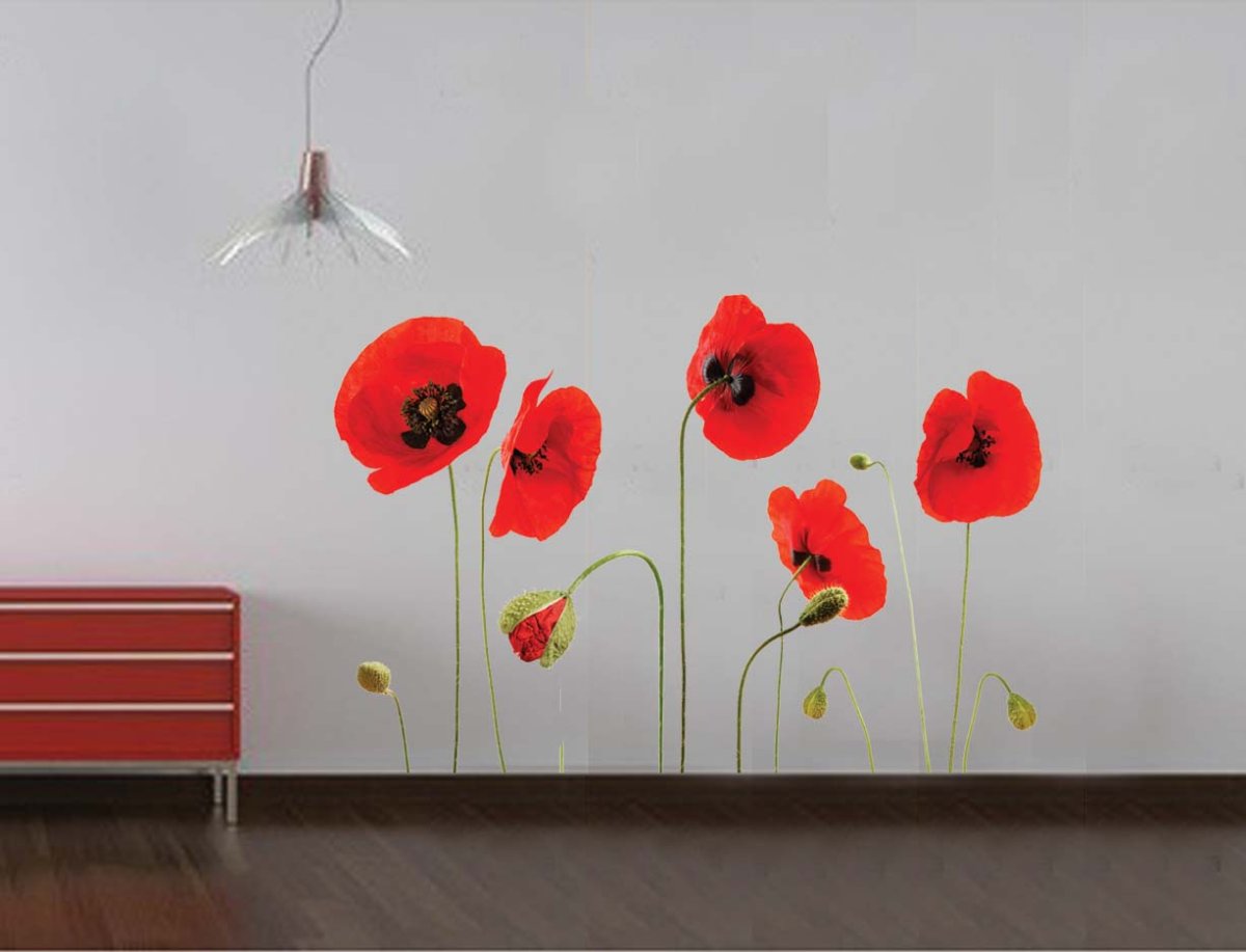 Наклейки маки в интерьере