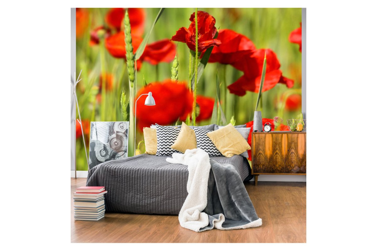 Фотообои маки 90см*180см,холст