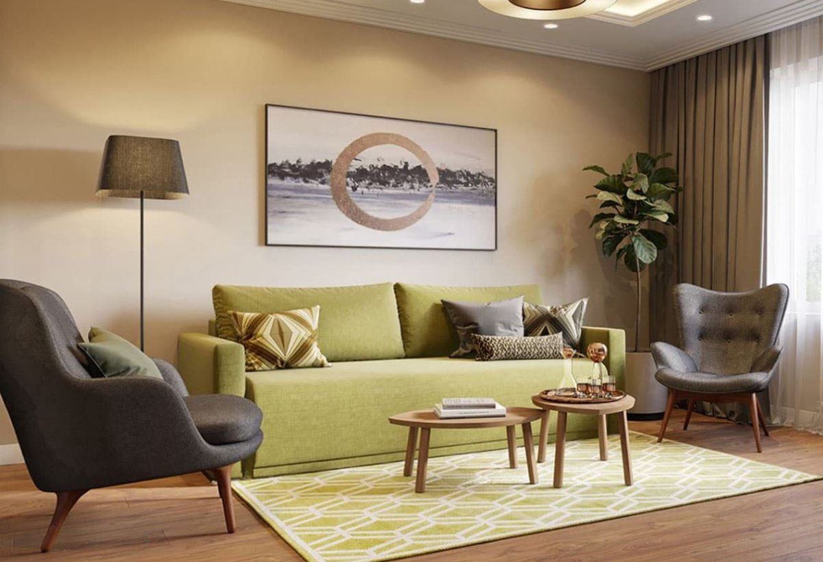 Рогожка в интерьере гостиной