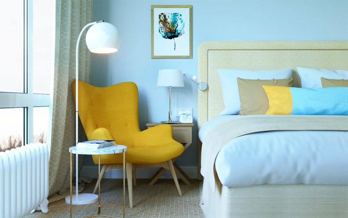Интерьер в желто голубых тонах