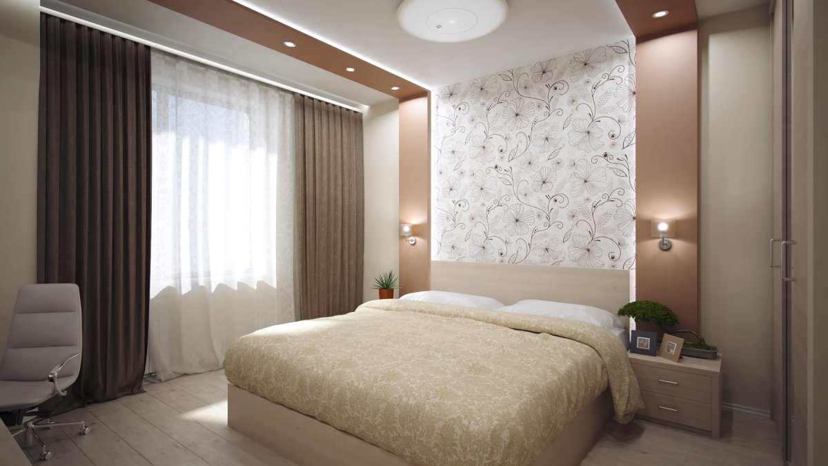 Интерьер спальни в современном стиле в светлых