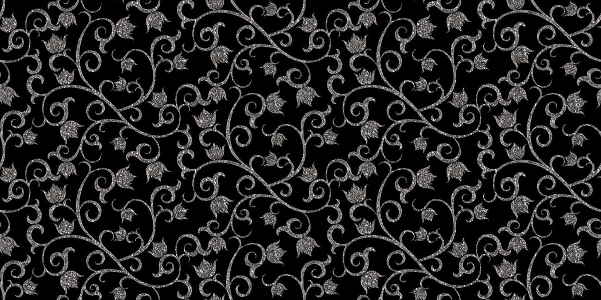 Цветочный узор на черном фоне